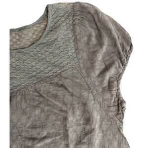 Free People Moon River Lace Shirt, Fringe Bottom, Cap Sleeve, Women Sz XS, Blue